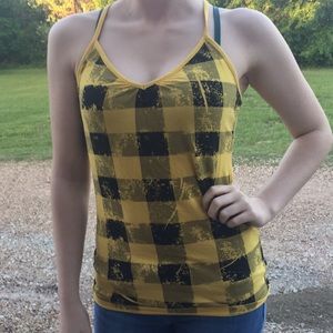 Checkered yellow and black tank top